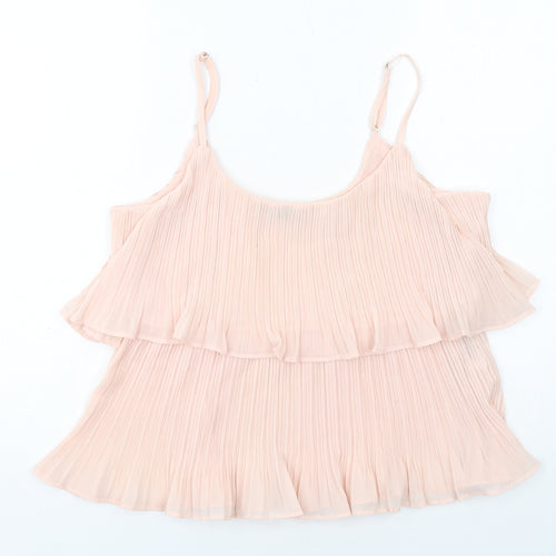Cameo Rose Womens Pink Polyester Camisole Tank Size M Scoop Neck - Layered Plisse