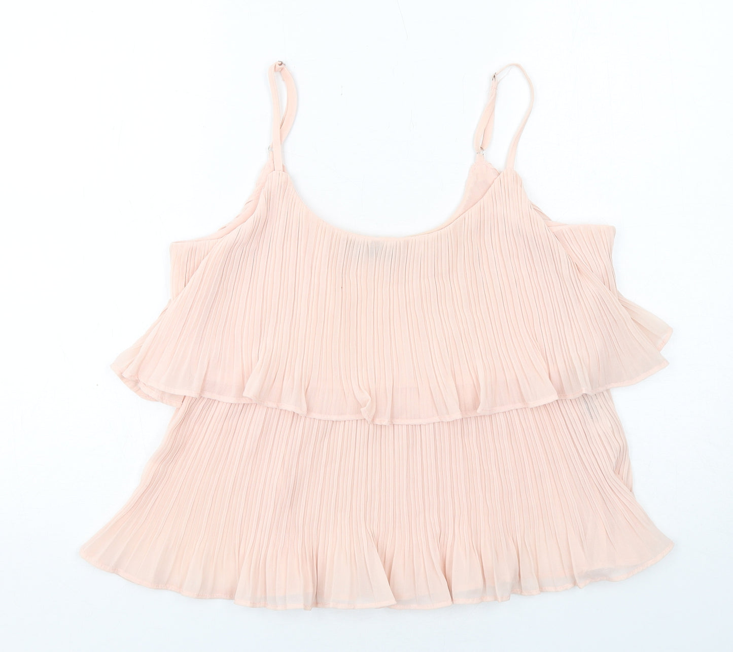 Cameo Rose Womens Pink Polyester Camisole Tank Size M Scoop Neck - Layered Plisse