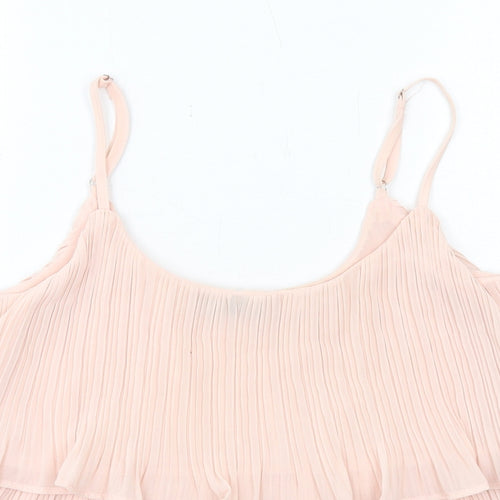 Cameo Rose Womens Pink Polyester Camisole Tank Size M Scoop Neck - Layered Plisse