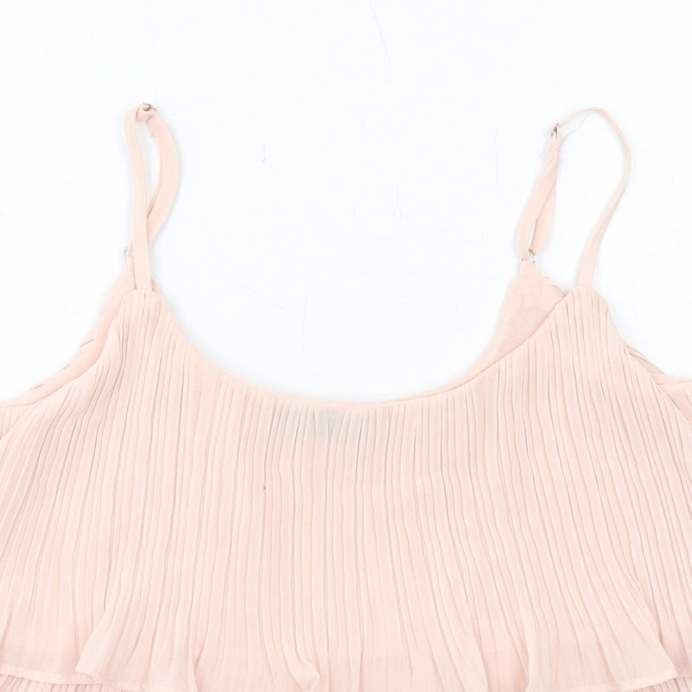 Cameo Rose Womens Pink Polyester Camisole Tank Size M Scoop Neck - Layered Plisse