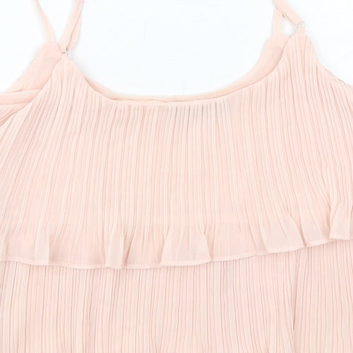 Cameo Rose Womens Pink Polyester Camisole Tank Size M Scoop Neck - Layered Plisse