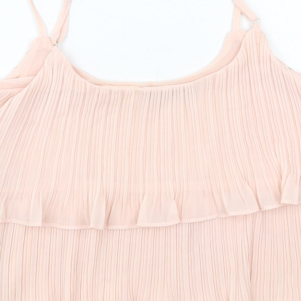 Cameo Rose Womens Pink Polyester Camisole Tank Size M Scoop Neck - Layered Plisse