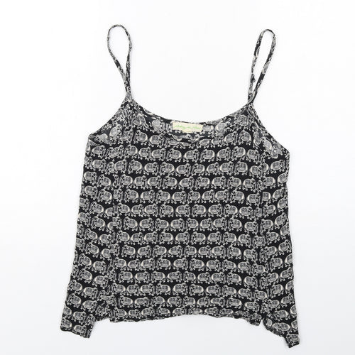 Staring at Stars Womens Black Geometric Viscose Camisole Tank Size S Scoop Neck - Elephant Print
