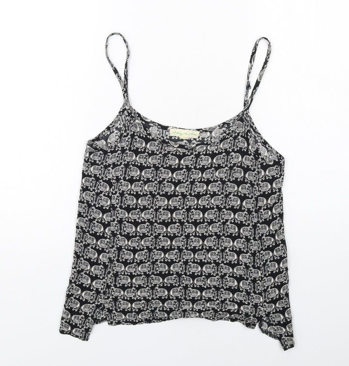 Staring at Stars Womens Black Geometric Viscose Camisole Tank Size S Scoop Neck - Elephant Print