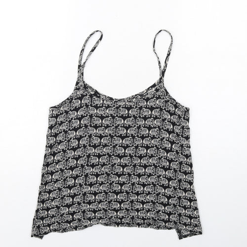 Staring at Stars Womens Black Geometric Viscose Camisole Tank Size S Scoop Neck - Elephant Print
