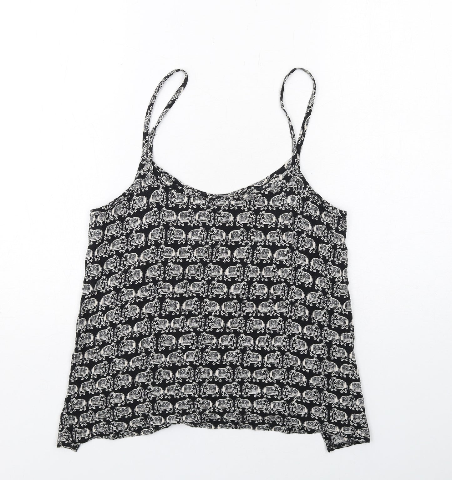 Staring at Stars Womens Black Geometric Viscose Camisole Tank Size S Scoop Neck - Elephant Print