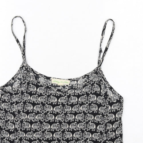Staring at Stars Womens Black Geometric Viscose Camisole Tank Size S Scoop Neck - Elephant Print