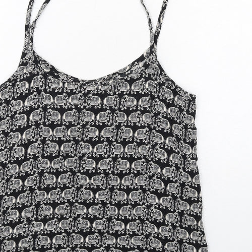 Staring at Stars Womens Black Geometric Viscose Camisole Tank Size S Scoop Neck - Elephant Print
