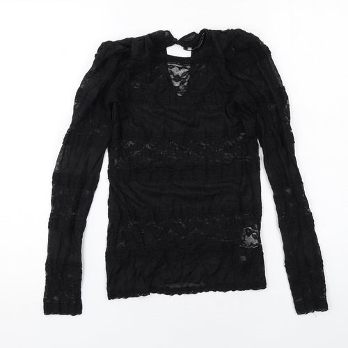 Zara Womens Black Polyamide Basic Blouse Size S Round Neck