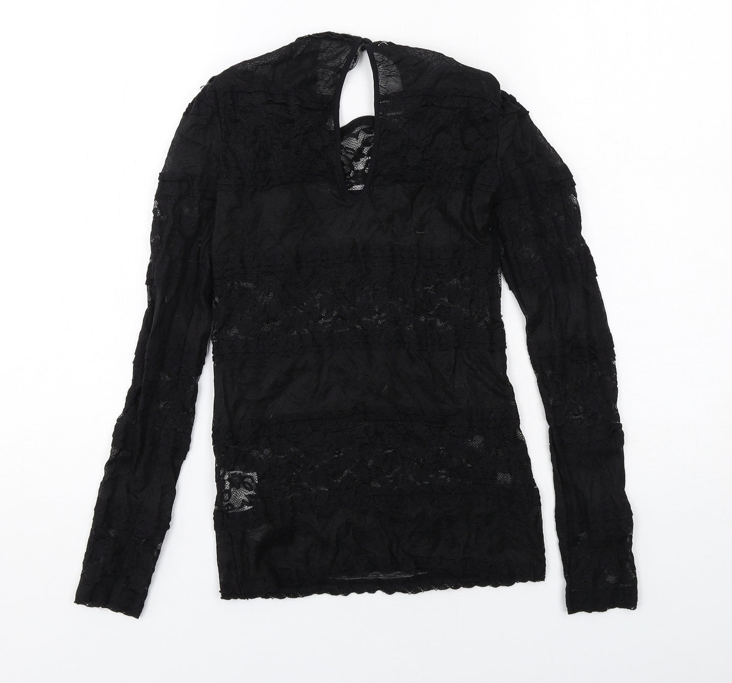 Zara Womens Black Polyamide Basic Blouse Size S Round Neck