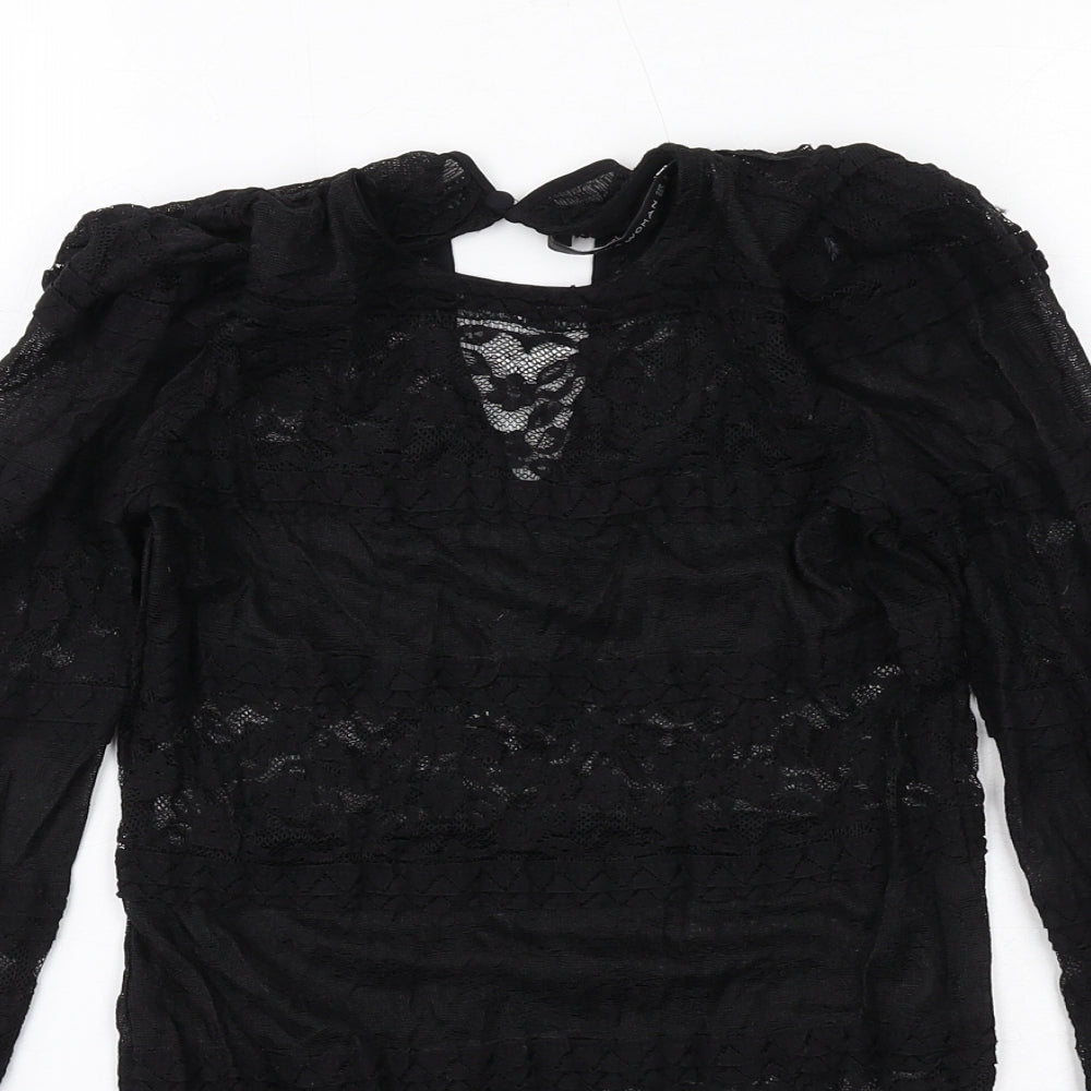 Zara Womens Black Polyamide Basic Blouse Size S Round Neck