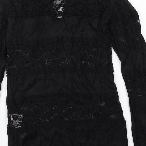 Zara Womens Black Polyamide Basic Blouse Size S Round Neck