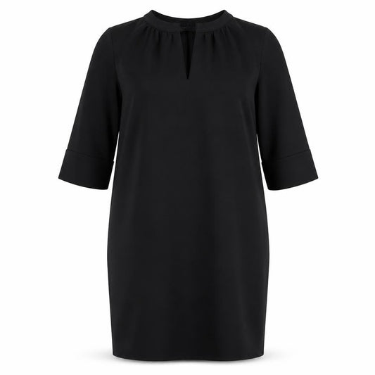 Front view of Marks & Spencer women’s black polyester a-line, size UK 14, v-neck pullover