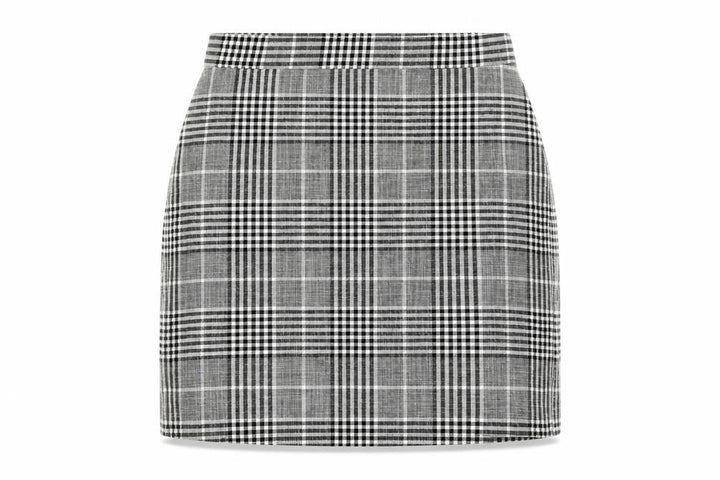 Mango Womens Black Plaid Viscose A-Line Skirt Size 12 Zip