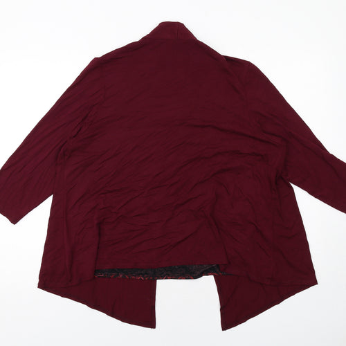 Marks and Spencer Womens Red Geometric Viscose Basic Blouse Size 20 Scoop Neck - Mock Cardigan Top