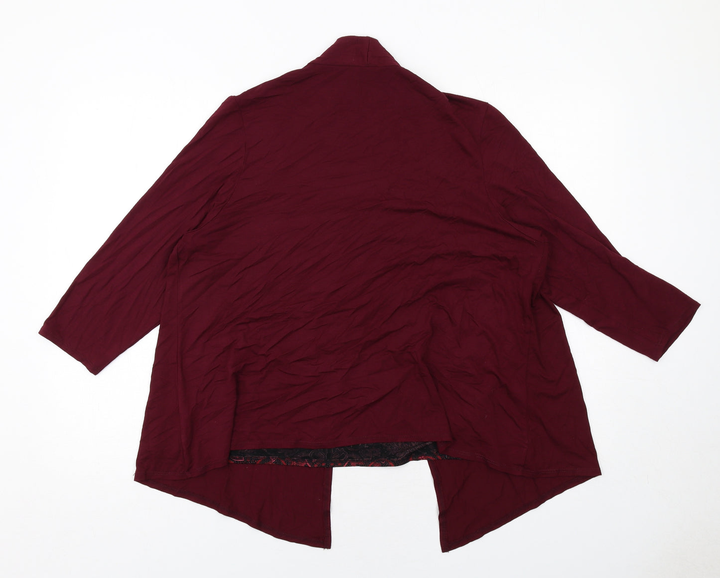 Marks and Spencer Womens Red Geometric Viscose Basic Blouse Size 20 Scoop Neck - Mock Cardigan Top