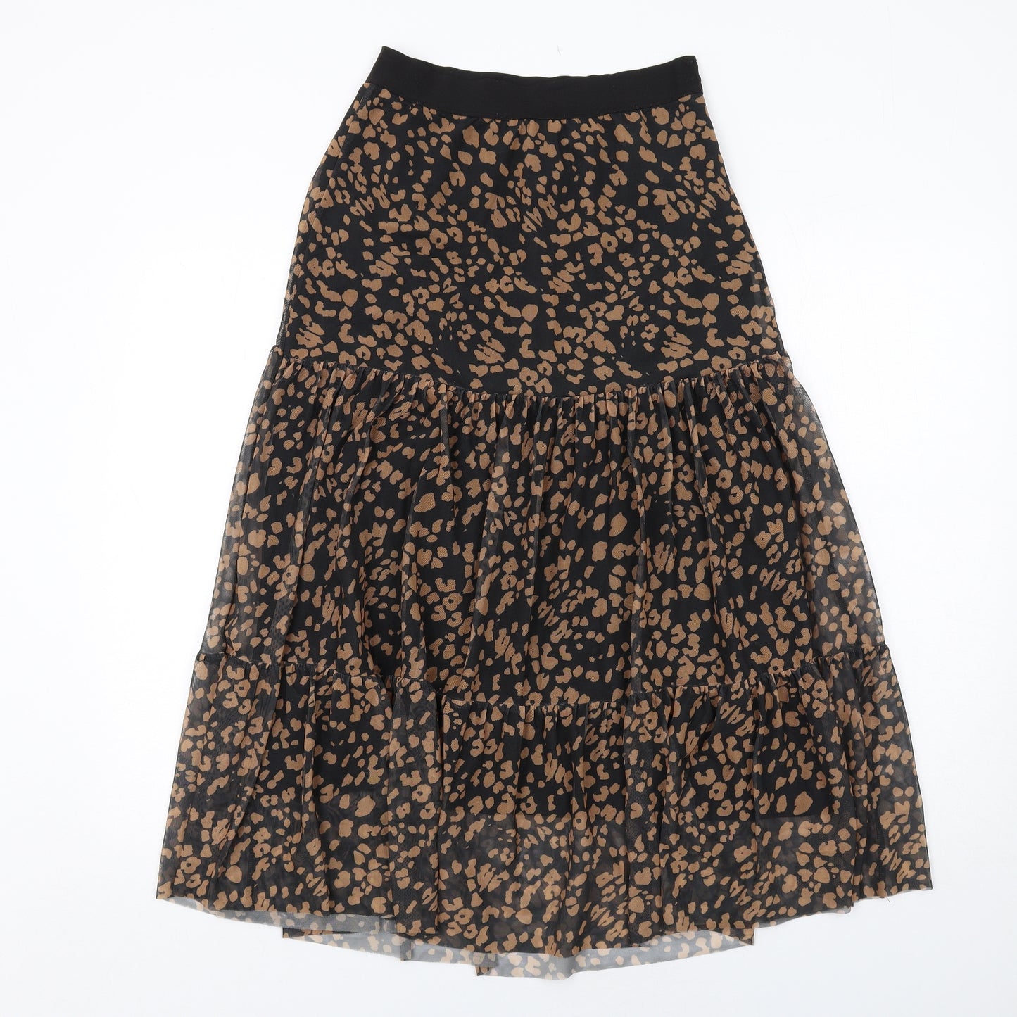 Red Herring Womens Black Animal Print Polyester Peasant Skirt Size 8 - Leopard pattern