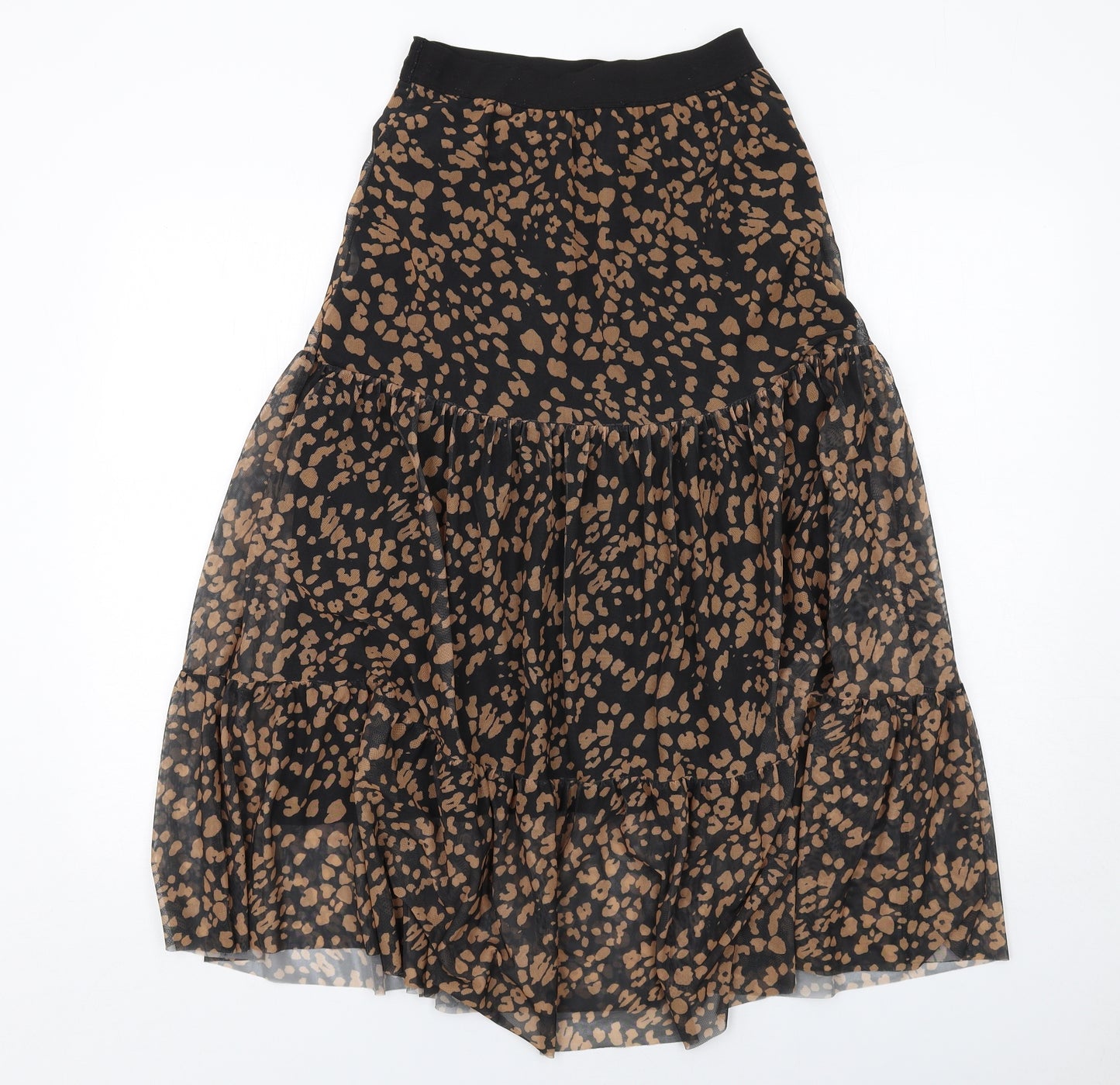 Red Herring Womens Black Animal Print Polyester Peasant Skirt Size 8 - Leopard pattern