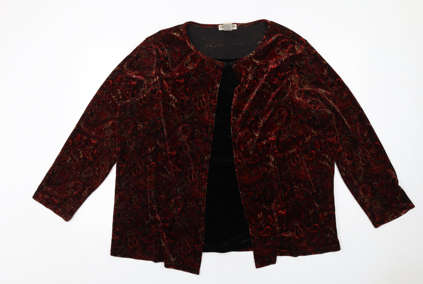 Notations Womens Red Paisley Polyester Basic Blouse Size 2XL Boat Neck