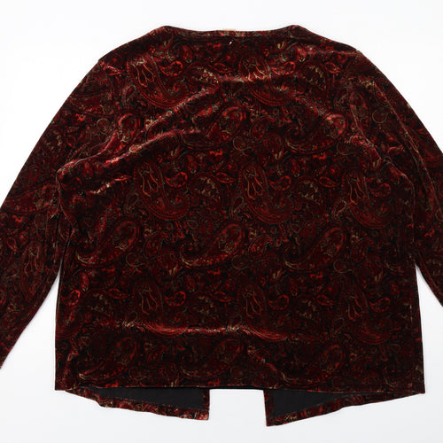 Notations Womens Red Paisley Polyester Basic Blouse Size 2XL Boat Neck