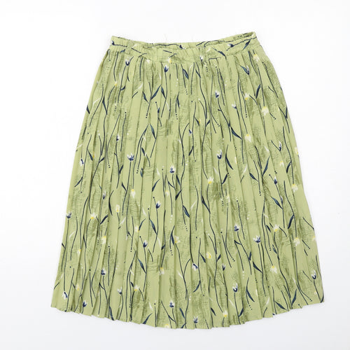 Bonmarché Womens Green Floral Polyester Pleated Skirt Size 12