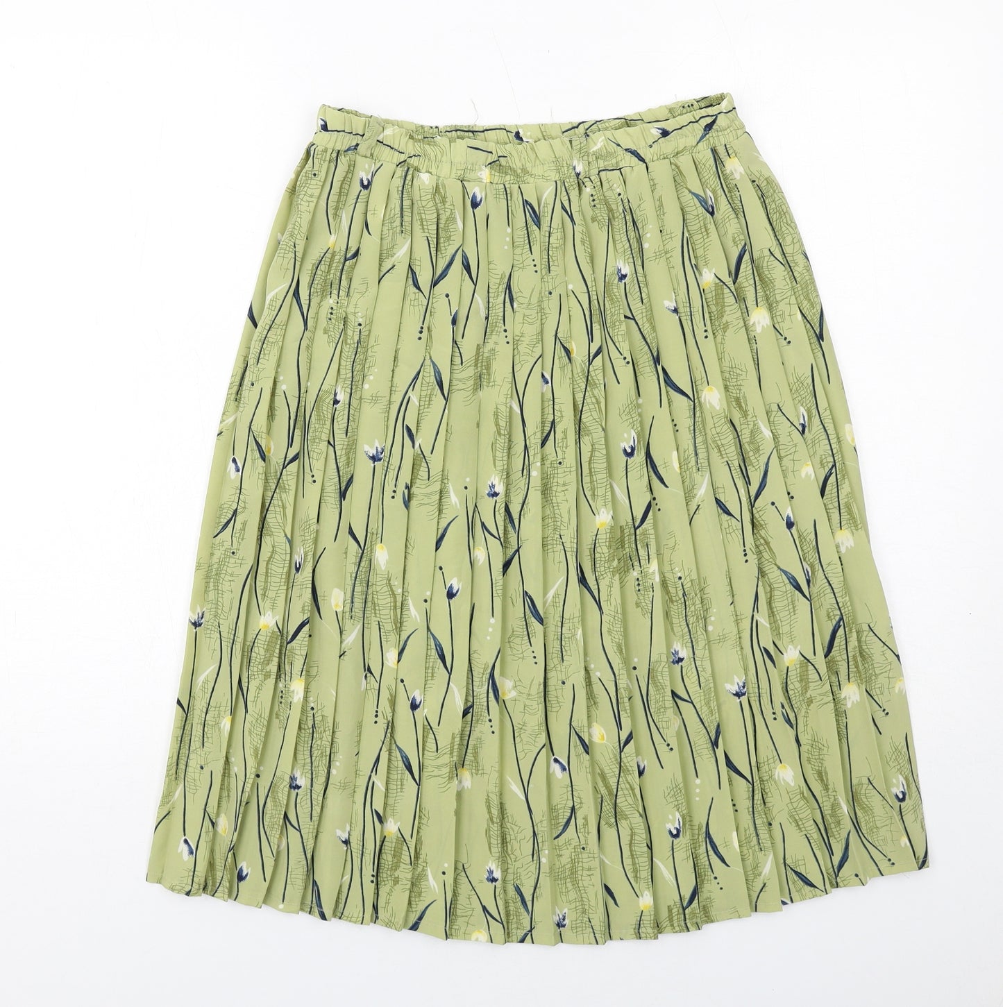 Bonmarché Womens Green Floral Polyester Pleated Skirt Size 12