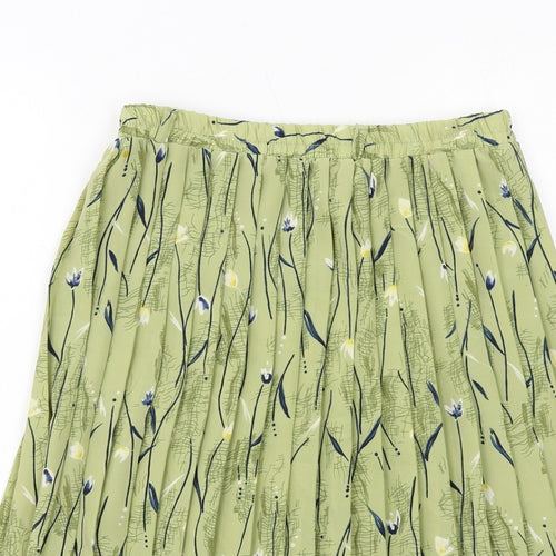 Bonmarché Womens Green Floral Polyester Pleated Skirt Size 12