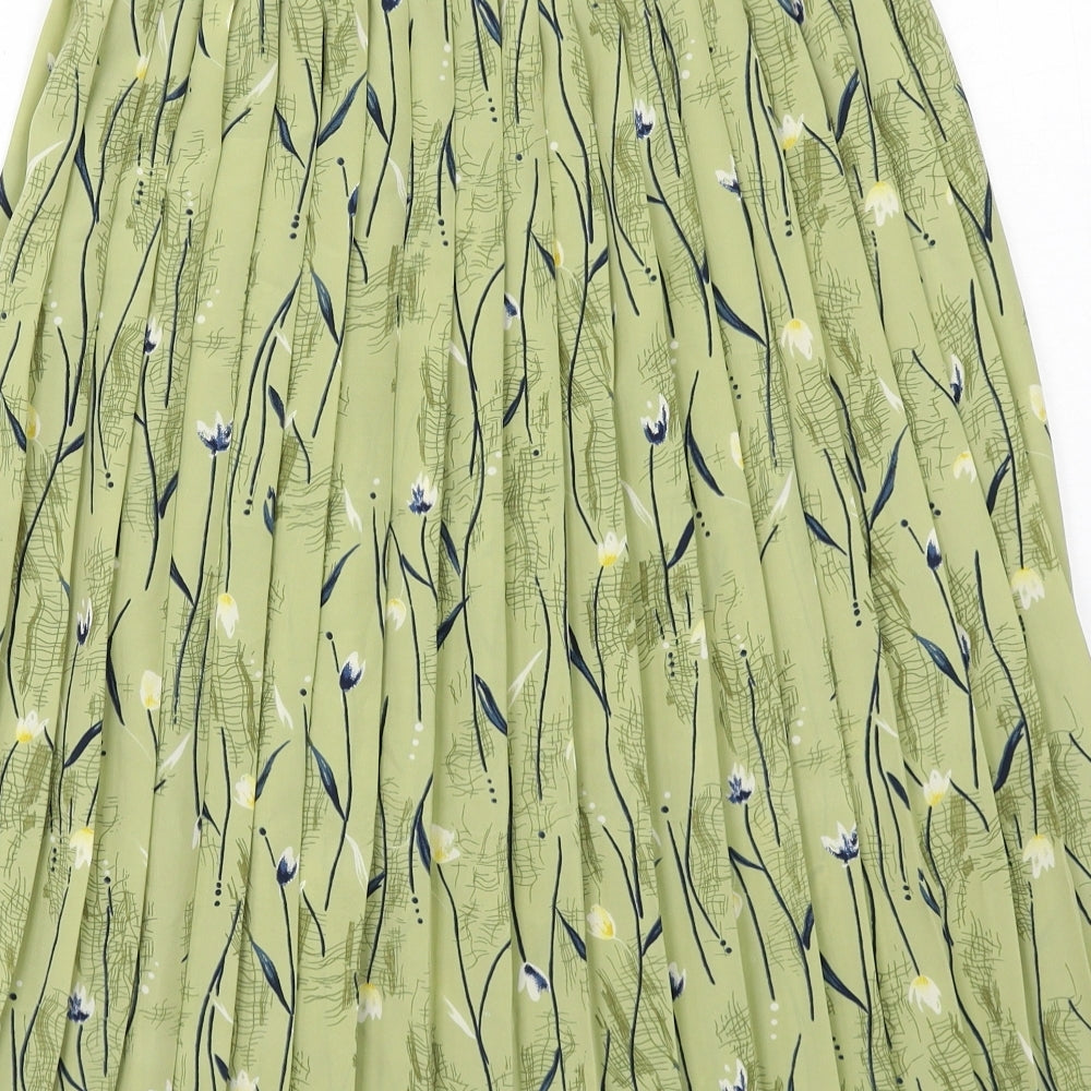 Bonmarché Womens Green Floral Polyester Pleated Skirt Size 12