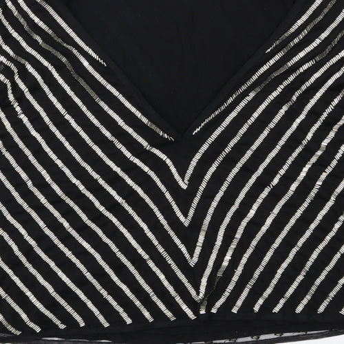ASOS Womens Black Striped Polyester Basic Blouse Size 8 Boat Neck - Embellished