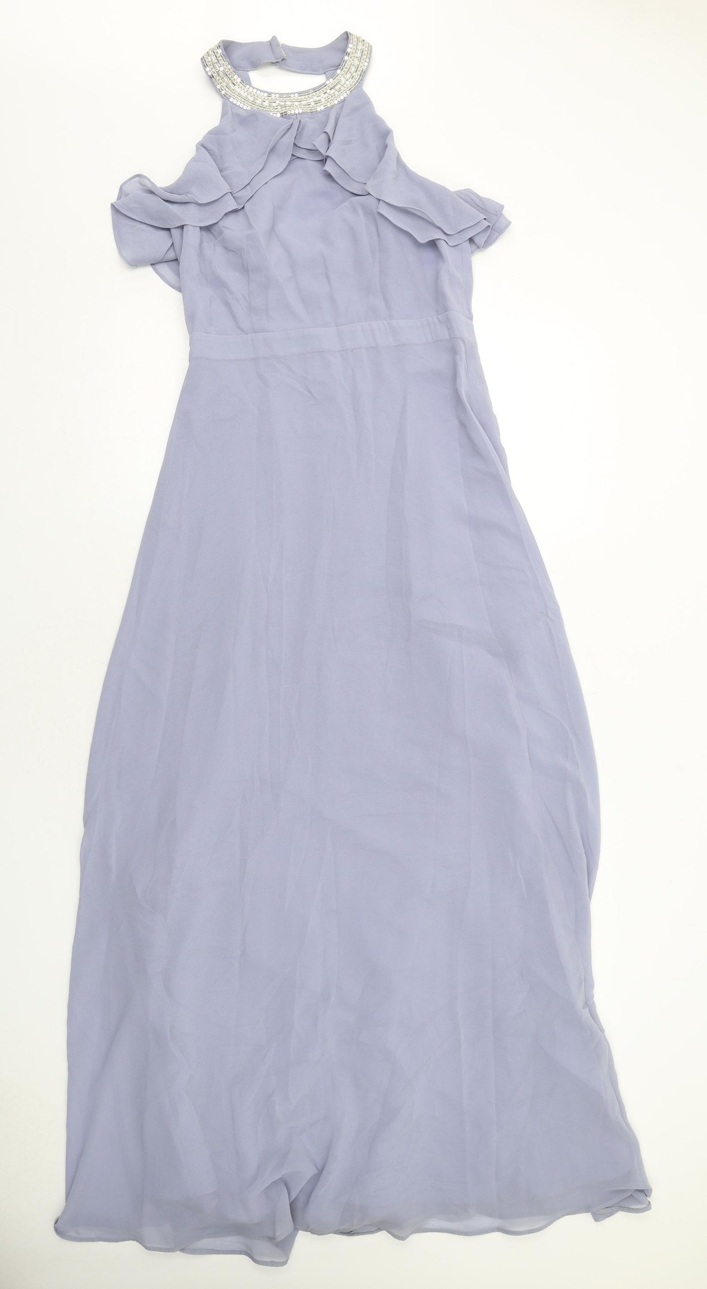 Monsoon Womens Blue Polyester Maxi Size 10 Halter Zip