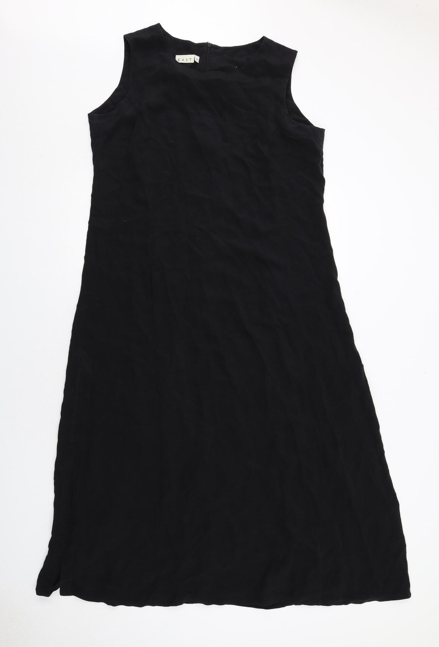 EAST Womens Black Silk Shift Size 18 Round Neck Zip