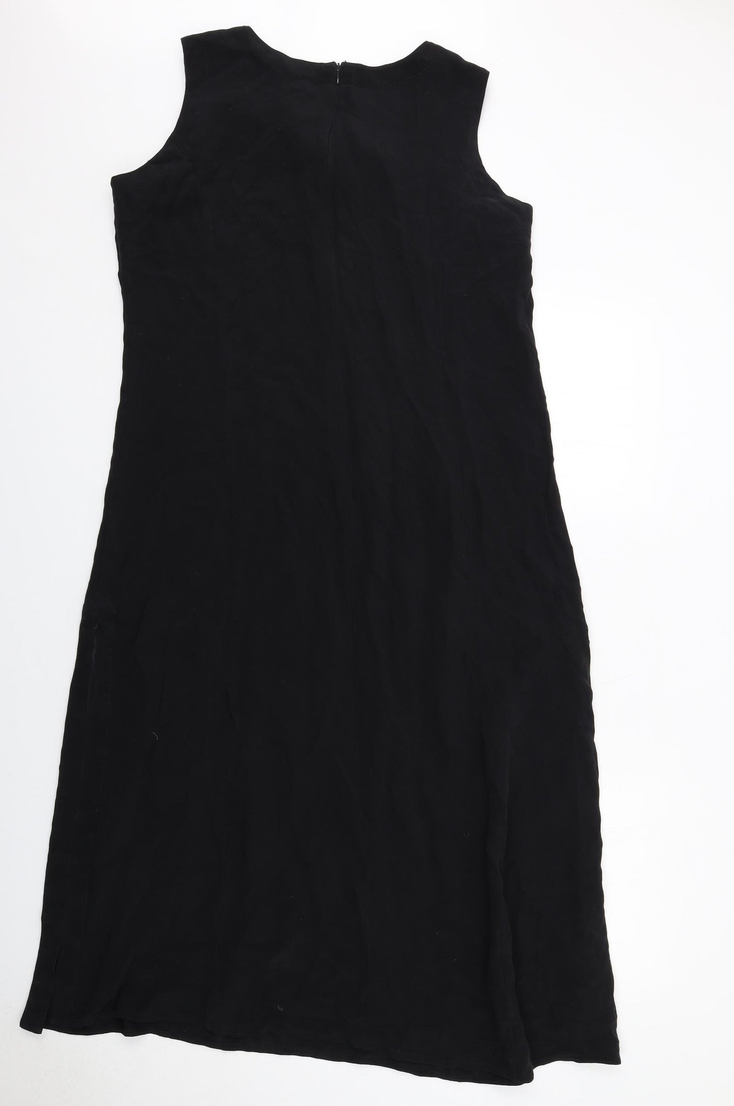 EAST Womens Black Silk Shift Size 18 Round Neck Zip