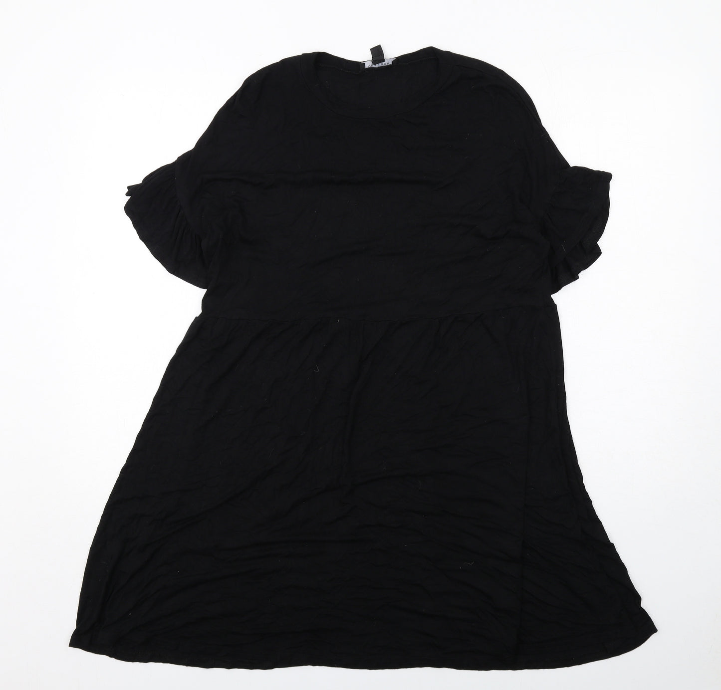 New Look Womens Black Viscose T-Shirt Dress Size 10 Round Neck Pullover