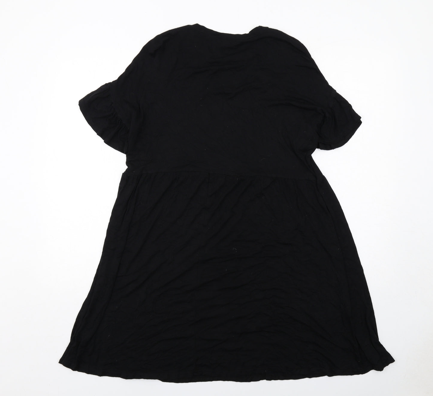 New Look Womens Black Viscose T-Shirt Dress Size 10 Round Neck Pullover