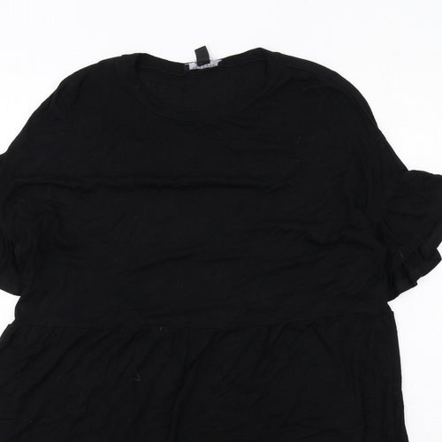 New Look Womens Black Viscose T-Shirt Dress Size 10 Round Neck Pullover