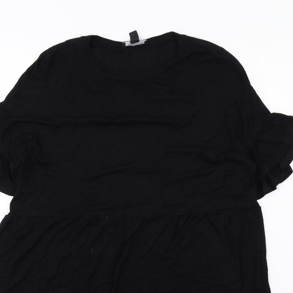 New Look Womens Black Viscose T-Shirt Dress Size 10 Round Neck Pullover