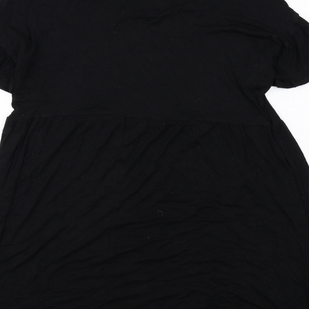 New Look Womens Black Viscose T-Shirt Dress Size 10 Round Neck Pullover