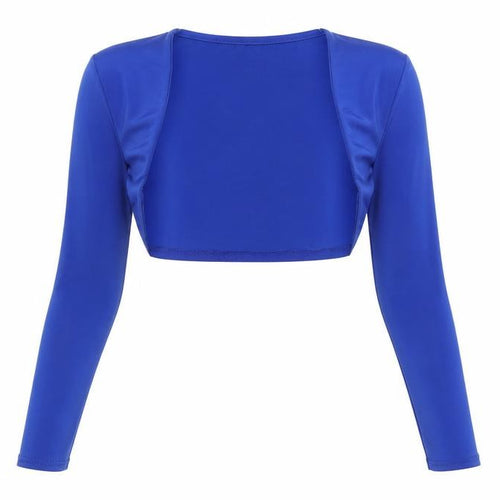 I SAW IT FIRST Womens Blue Polyester Cropped Blouse Size 6 Boat Neck - Shrug Top