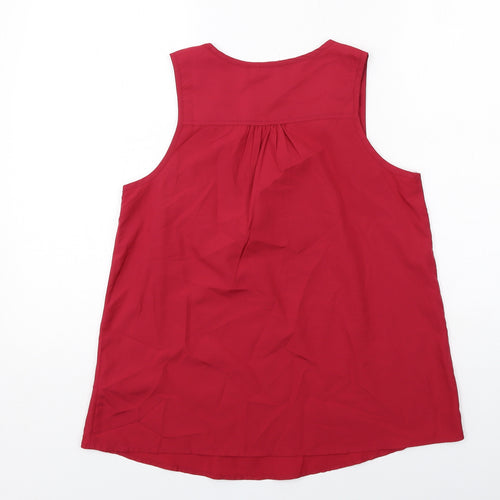 BHS Womens Red Polyester Basic Tank Size 10 Scoop Neck - Neckline Detail