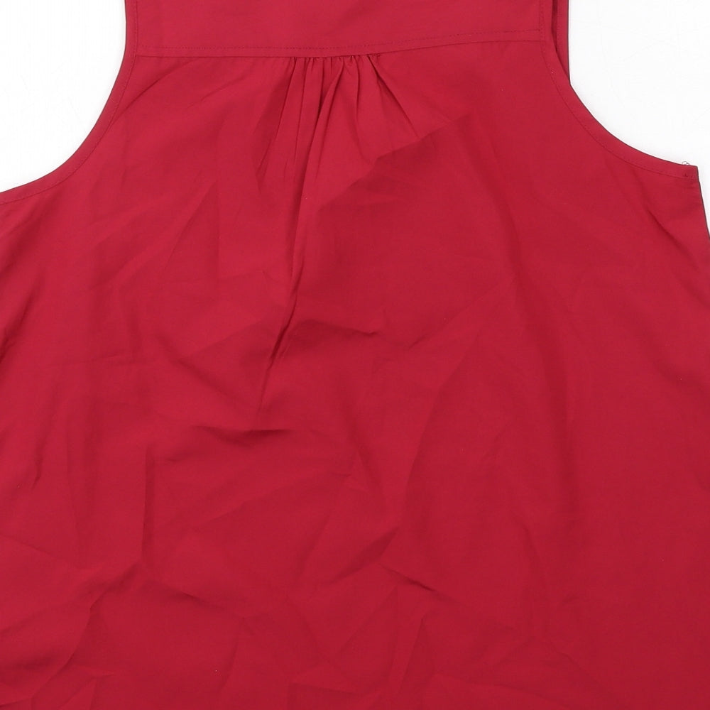 BHS Womens Red Polyester Basic Tank Size 10 Scoop Neck - Neckline Detail