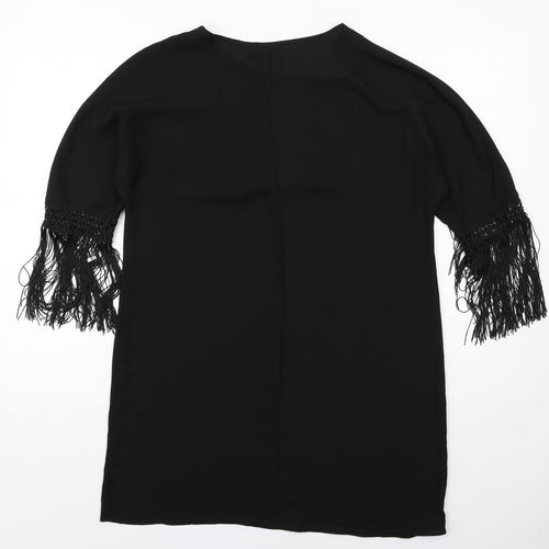 ASOS Womens Black Polyester A-Line Size 10 Round Neck Pullover