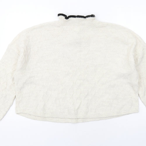 River Island Womens Ivory High Neck Acrylic Pullover Jumper Size L