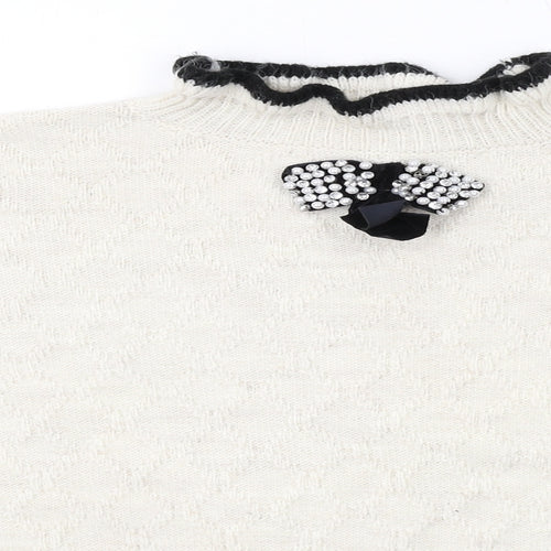 River Island Womens Ivory High Neck Acrylic Pullover Jumper Size L