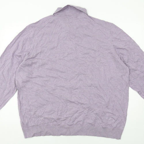 Marks and Spencer Mens Purple Cotton Polo Size 3XL Collared Button