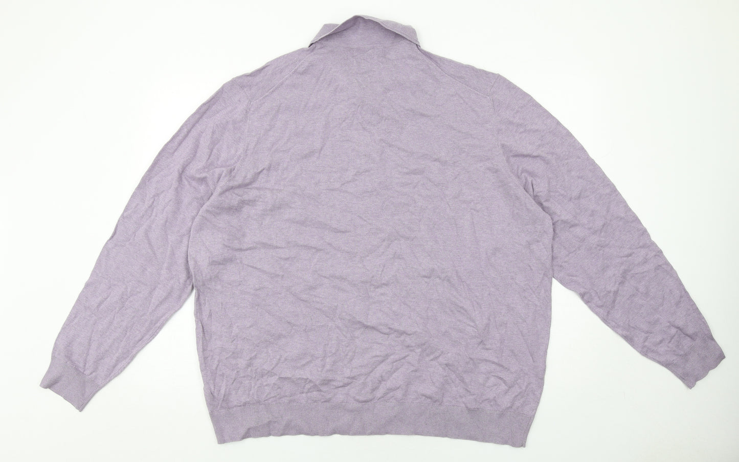 Marks and Spencer Mens Purple Cotton Polo Size 3XL Collared Button