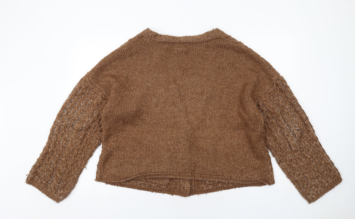 Stradivarius Womens Brown V-Neck Acrylic Cardigan Jumper Size M