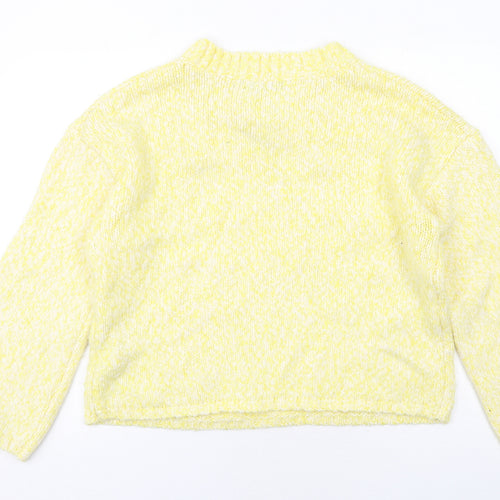 Marks and Spencer Womens Yellow V-Neck Polyester Pullover Jumper Size L