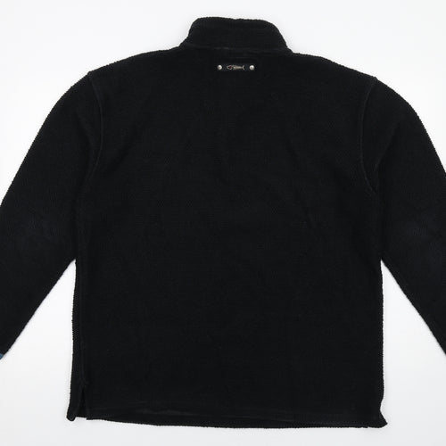 Weird Fish Mens Black Cotton Henley Sweatshirt Size L - 1/4 Zip, Logo