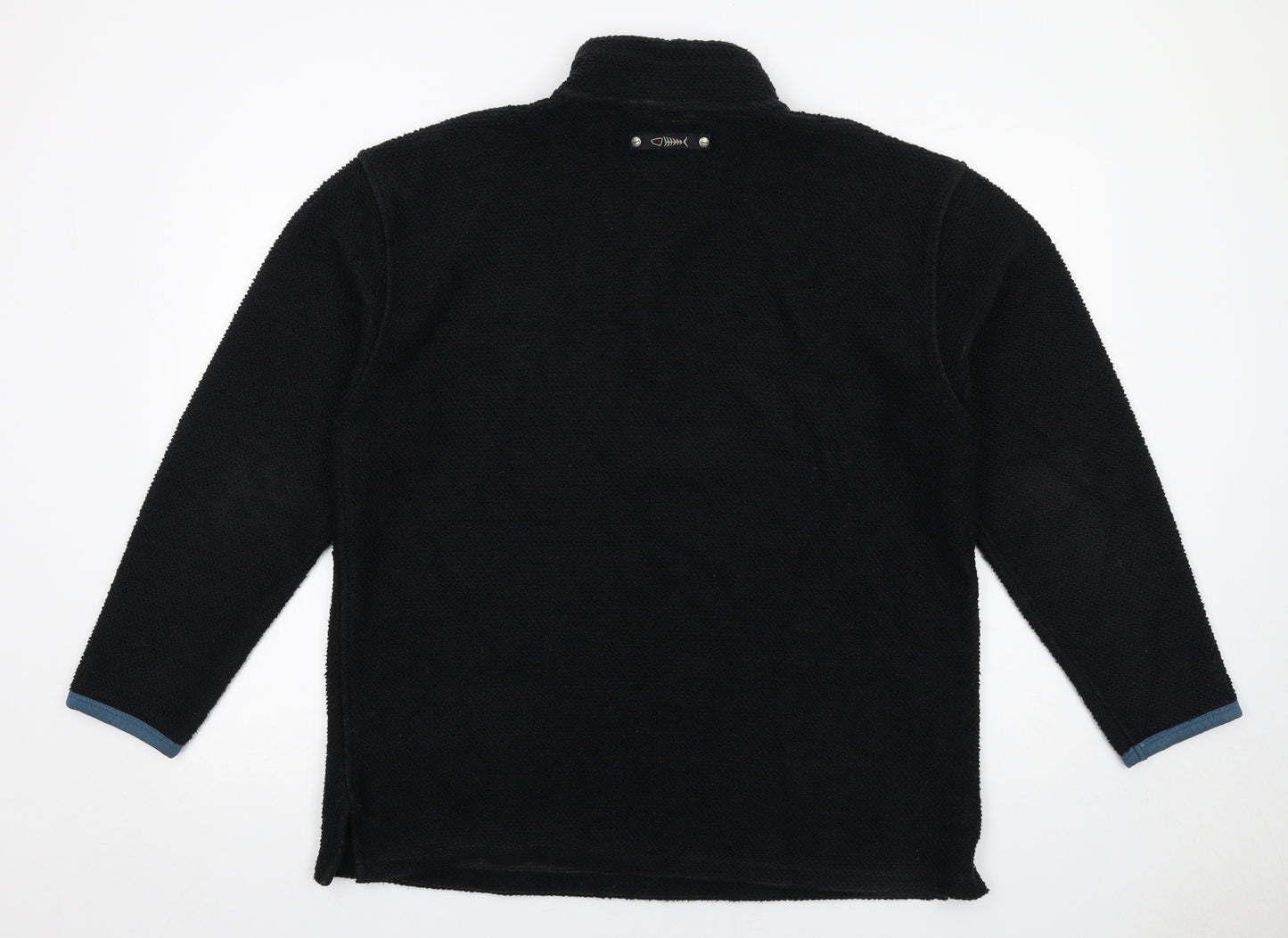 Weird Fish Mens Black Cotton Henley Sweatshirt Size L - 1/4 Zip, Logo