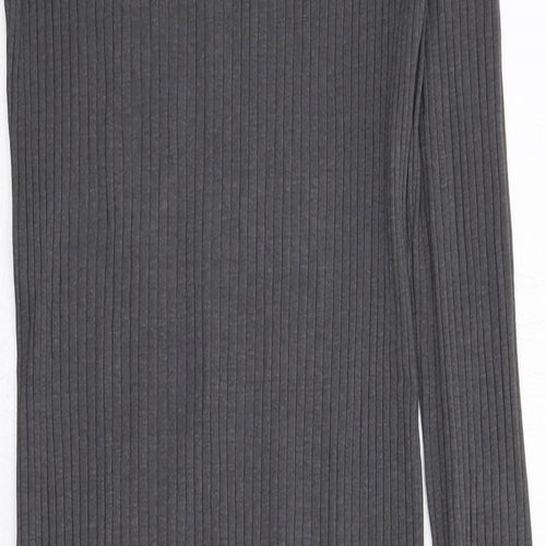H&M Womens Grey Cotton Jumper Dress Size S Round Neck Pullover